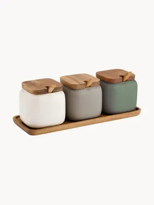 ladelle Набор ёмкостей с подносом Essentials из фарфора, цветной