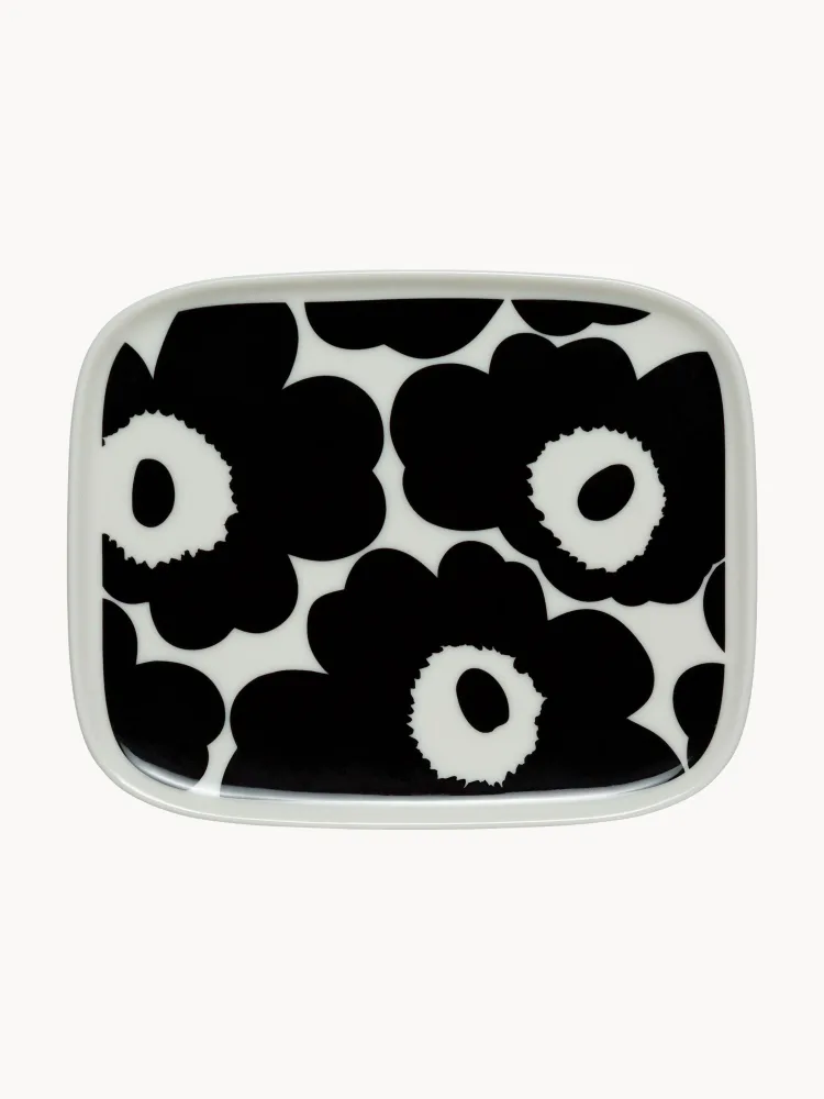 Блюдо для подачи Unikko Marimekko, белое с чёрным, 12 см