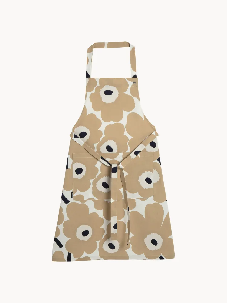 Marimekko Фартук Pieni Unikko хлопковый, Ш 84 × Д 85 см, Кремово-белый