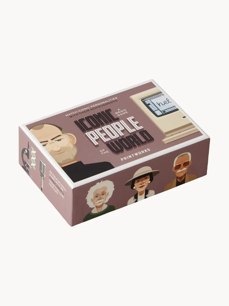 Printworks Настольная игра на память Iconic People из 50 карточек с иллюстрациями, 15х10х5 см, розовато-лиловая