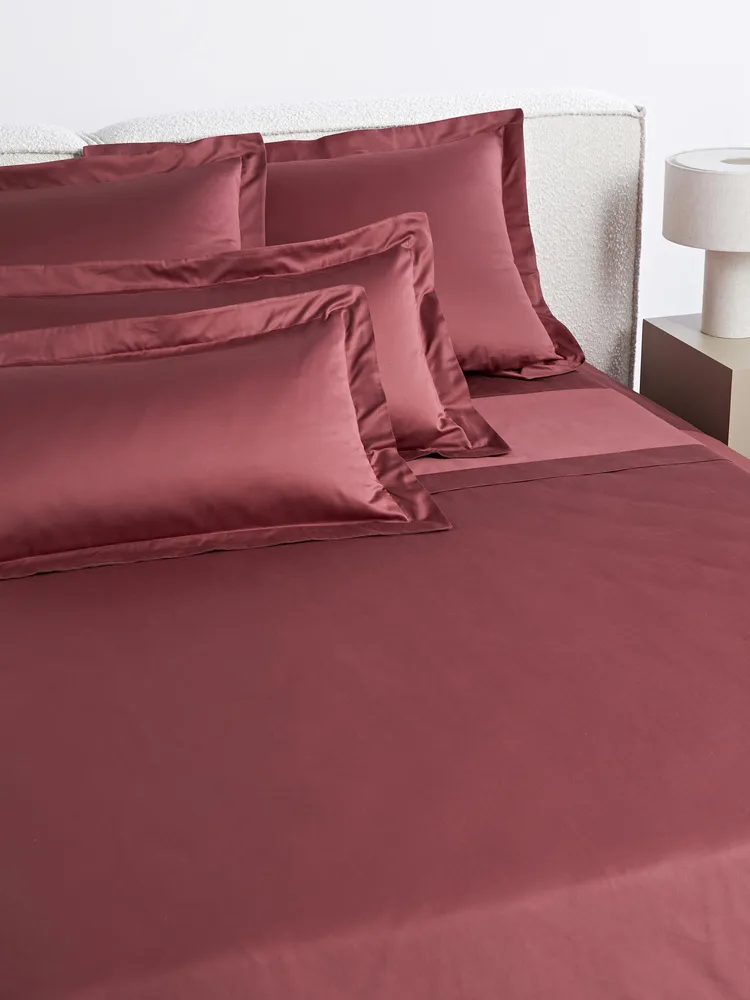 Westwing Collection Простыня Premium из хлопкового сатина, бордовая