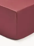 Westwing Collection Простыня на резинке Premium из хлопкового сатина, бордовая — фото 7