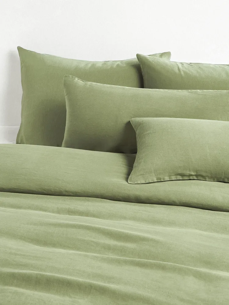 Westwing Collection Пододеяльник Airy льняной оливковый зеленый