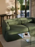 Westwing Collection Подушка декоративная Sofia валик из букле, Ø 17 × Д 68 см, Тёмный зелёный — фото 5