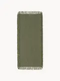 Westwing Collection Ковер-дорожка Marcus ручного ткачества с бахромой для террасы и дома, 80 х 200 см, оливково-зелёный — фото 1