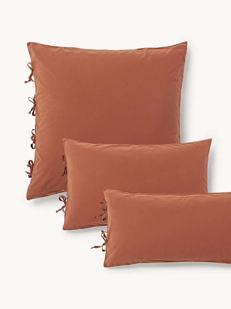 Westwing Collection Наволочка Leonie из перкаля, Ш 80 × Д 80 см, Терракота
