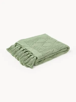 Westwing Collection Плед Sarah вязаный с бахромой из хлопка