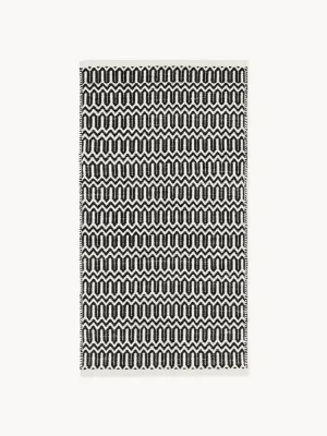 Westwing Collection Ковер уличный Rune ручного плетения с геометрическим узором, 120х180 см, чёрный с молочно-белым