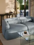 Westwing Collection Подушка декоративная Sofia валик из букле, Ø 17 × Д 68 см, Синий — фото 5