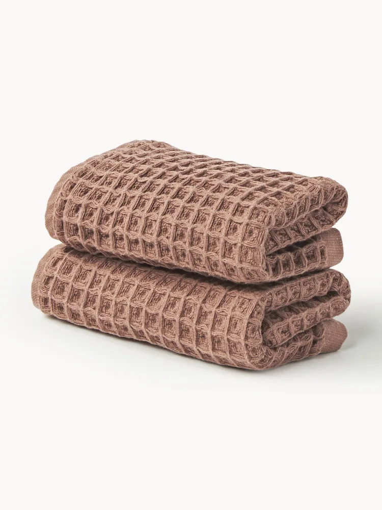 Westwing Collection Полотенце вафельное Ines, гостевое полотенце XS, Ш 30 × Д 30 см, 2 шт., Nugatowy