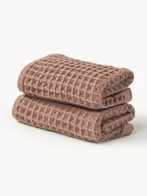 Westwing Collection Полотенце вафельное Ines, гостевое полотенце XS, Ш 30 × Д 30 см, 2 шт., Nugatowy