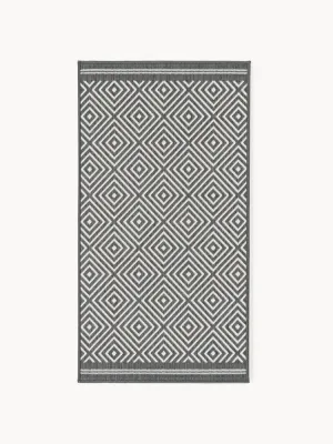 Westwing Collection Ковер уличный Reddy двусторонний с ромбовидным узором, 80х150 см, тёмно-серый с молочно-белым