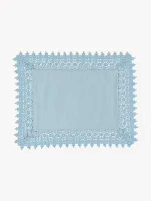 Westwing Collection Комплект подкладок с кружевом Flavia, 2 шт, Ш 45 × Д 50 см, Светлый синий
