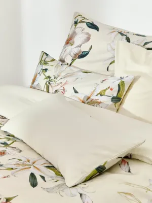 Westwing Collection Пододеяльник Flori из хлопкового сатина, Ш 135 × Д 200 см, Светлый бежевый