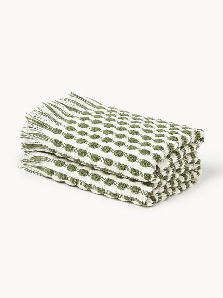 Westwing Collection Полотенце махровое Juniper с бахромой, гостевое полотенце XS, Ш 30 × Д 30 см, 2 шт., Приглушённый белый
