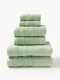 Westwing Collection Комплект махровых полотенец Luxe, 3 предм. (гостевое полотенце, полотенце для рук, банное полотенце), Шалфейный зелёный — фото 2