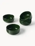 Westwing Collection Набор мисок Nessa из твёрдого фарфора, 4 предмета, Ø 14 × В 6 см, Тёмный зелёный — фото 5