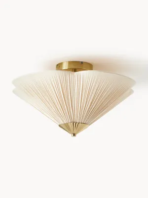 Westwing Collection Потолочный светильник Leora с плиссированным льняным абажуром, Ø 42 × В 23 см, Кремово-белый