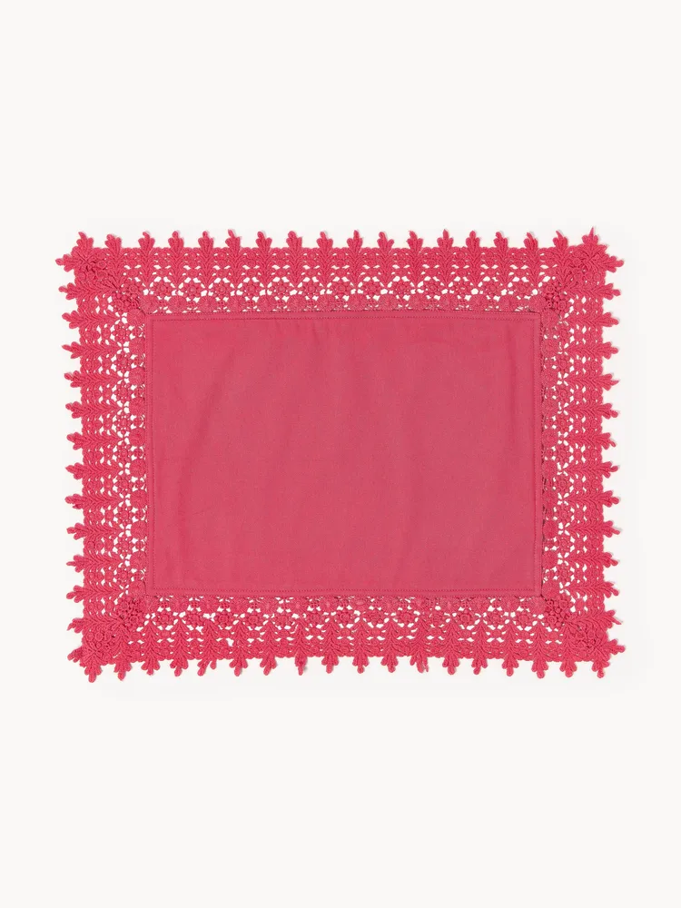Westwing Collection Комплект подкладок с кружевом Flavia, 2 шт, Ш 45 × Д 50 см, Розовый