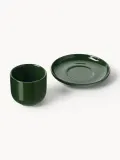 Westwing Collection Чашка с блюдцем Nessa, 4 предмета, Ø 7 × В 6 см, 90 мл, Тёмный зелёный — фото 2