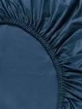Westwing Collection Простыня на резинке Premium из хлопкового сатина, темно-синяя — фото 8