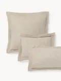 Westwing Collection Наволочка Linna льняная с кантом серо-бежевая — фото 1