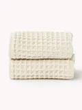 Westwing Collection Полотенце вафельное Ines, гостевое полотенце XS, Ш 30 × Д 30 см, 2 шт., Светлый бежевый — фото 2