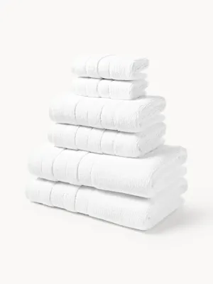 Westwing Collection Комплект махровых полотенец Luxe, 3 предм. (гостевое полотенце, полотенце для рук, банное полотенце), Белый