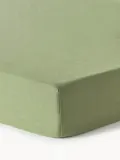 Westwing Collection Простыня на резинке Airy изо льна на топпер, оливковая — фото 7