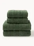 Westwing Collection Комплект махровых полотенец Luxe, 3 предм. (гостевое полотенце, полотенце для рук, банное полотенце), Тёмный зелёный — фото 7