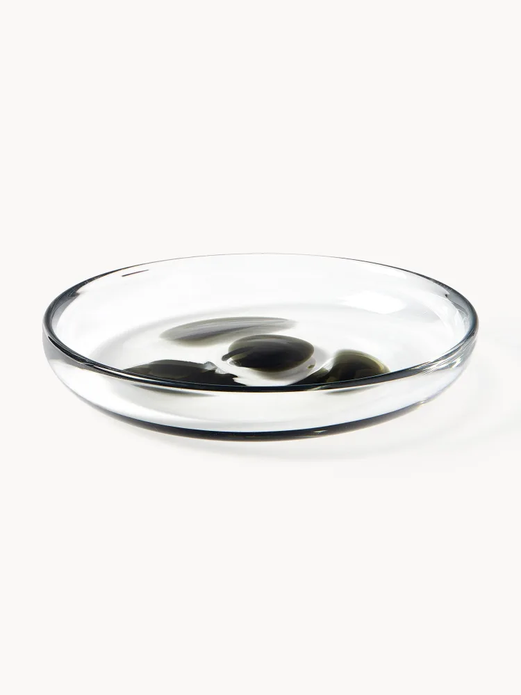 Westwing Collection Миска декоративная из стекла Aurum, диаметр 25 см, Ø 25 × В 4 см, Антрацитовый