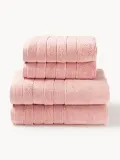 Westwing Collection Комплект махровых полотенец Luxe, 3 предм. (гостевое полотенце, полотенце для рук, банное полотенце), Персиковый — фото 7