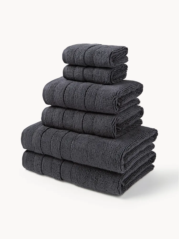 Westwing Collection Комплект махровых полотенец Luxe, 4 предм. (полотенце для рук, банное полотенце), Антрацитовый