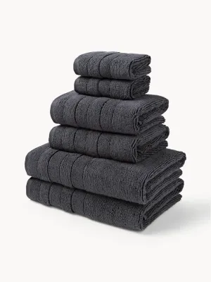 Westwing Collection Комплект махровых полотенец Luxe, 4 предм. (полотенце для рук, банное полотенце), Антрацитовый