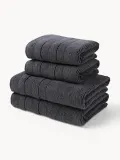Westwing Collection Комплект махровых полотенец Luxe, 4 предм. (полотенце для рук, банное полотенце), Антрацитовый — фото 6