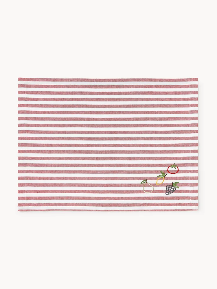 Westwing Collection Комплект подкладок с вышивкой Melony, 2 шт, Красный