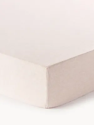 Westwing Collection Простыня Linna на резинке из льна для топпера, Ш 90 × Д 200 см, В 15 см, Светлый розовый