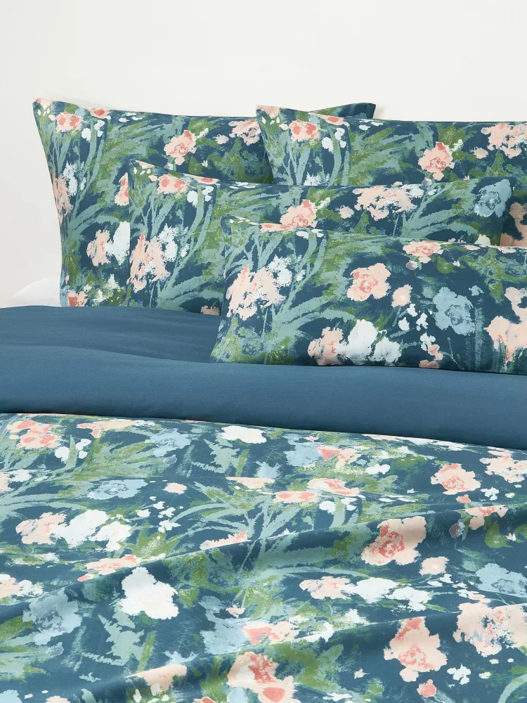 Westwing Collection Пододеяльник Anthea из хлопкового сатина, 140х200 см, Ш 140 × Д 200 см, Petrol