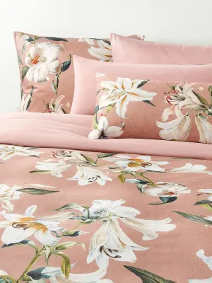 Westwing Collection Пододеяльник Flori из хлопкового сатина, Ш 155 × Д 220 см, Пыльный розовый