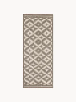 Westwing Collection Ковер уличный Reddy двусторонний с ромбовидным узором, дорожка 80х200 см, тауп и молочно-белый