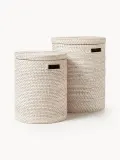 Westwing Collection Комплект корзин для белья с крышками Lurdes, 2 штуки, комплект разных размеров, Светлый бежевый — фото 1