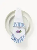 Westwing Collection Салфетка сервировочная Melony из хлопка с вышивкой и оборкой, 45х45 см, синяя — фото 4