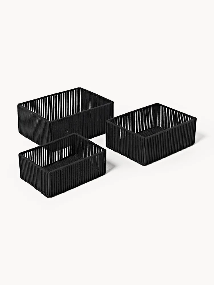 Westwing Collection Набор коробок для хранения Gabe, 3 предмета, комплект разных размеров, Чёрный