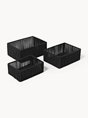 Westwing Collection Набор коробок для хранения Gabe, 3 предмета, комплект разных размеров, Чёрный