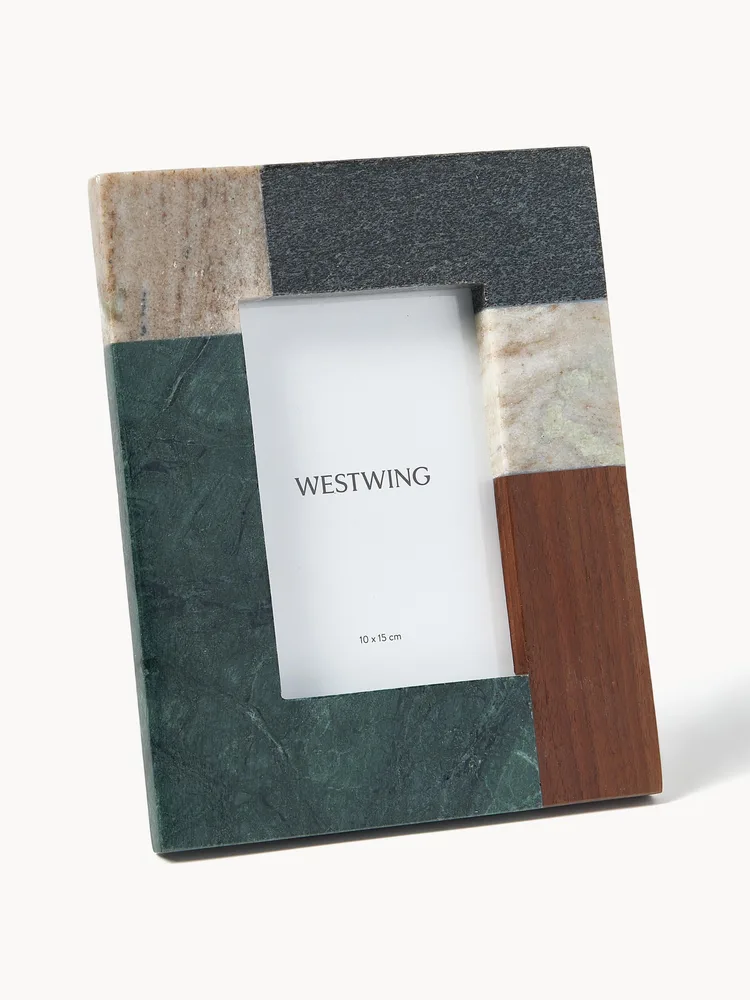 Westwing Collection Фоторамка Mauricio из мрамора и ореха с узором, два размера