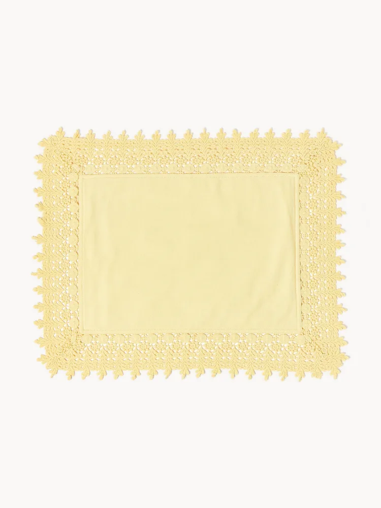 Westwing Collection Комплект подкладок с кружевом Flavia, 2 шт, Ш 45 × Д 50 см, Светлый жёлтый