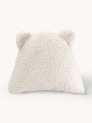 Wigiwama Подушка декоративная детская Teddy Bear с ушками мишки из плюша тедди, 37х40х10 см, молочно-белая