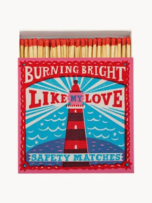 ARCHIVIST Спички декоративные Burning Bright в картонном коробке, 125 шт., 11х11х3 см, белый с розово-синим узором