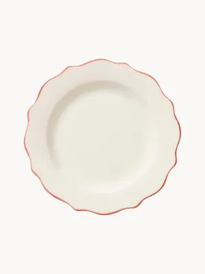 Anna + Nina Тарелка для завтрака Scalloped ручной росписи, Ø 22 × В 4 см, Приглушённый белый