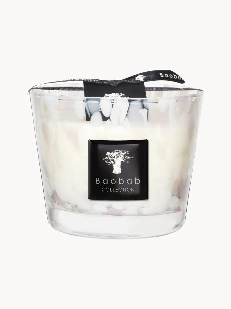 Ароматическая свеча Baobab White Pearls, розовый декор